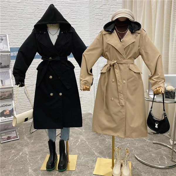 women's trench coats 2021 autumn and winter contrast color hooded windbreaker mid-length jacket casual trend 0925, Tan;black
women's trench coats 2021 autumn and winter contrast color hooded windbreaker mid-length jacket casual trend 0925, Tan;black