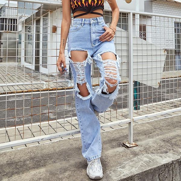 women's jeans 2021 women\u2021s korean ripped straight fashion solid color high waist denim pants with pocket, Blue
women's jeans 2021 women\u2021s korean ripped straight fashion solid color high waist denim pants with pocket, Blue