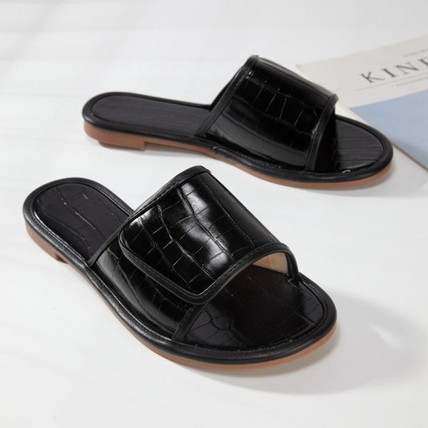 simple classic sandals women 2021 spring summer fashion stone pattern slippers round toe comfortable flat, Black
simple classic sandals women 2021 spring summer fashion stone pattern slippers round toe comfortable flat, Black