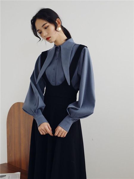 autumn winter fashion women's two piece set spring blouse skirt vintage strap french dress, White
autumn winter fashion women's two piece set spring blouse skirt vintage strap french dress, White