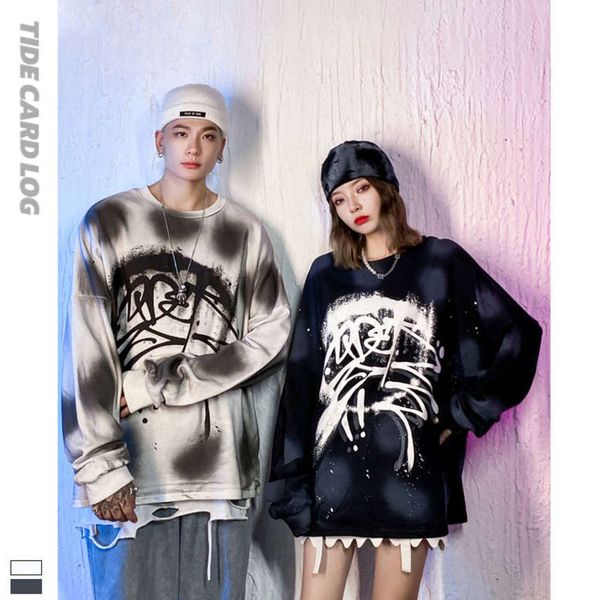Autumn and winter tide brand fried Street loose graffiti gradient tie dye lovers' long sleeve top ins hip hop coat, Black
Autumn and winter tide brand fried Street loose graffiti gradient tie dye lovers' long sleeve top ins hip hop coat, Black