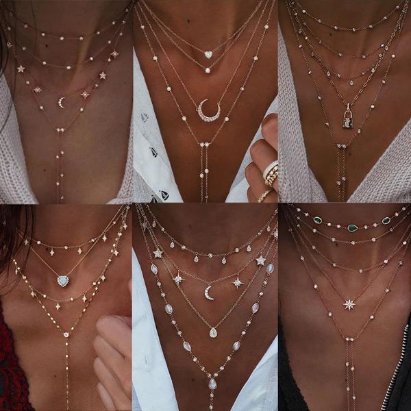 pendant necklaces vintage crystal geometry star moon lock necklace for women 2021 pendants chokers jewelry gift, Silver
pendant necklaces vintage crystal geometry star moon lock necklace for women 2021 pendants chokers jewelry gift, Silver