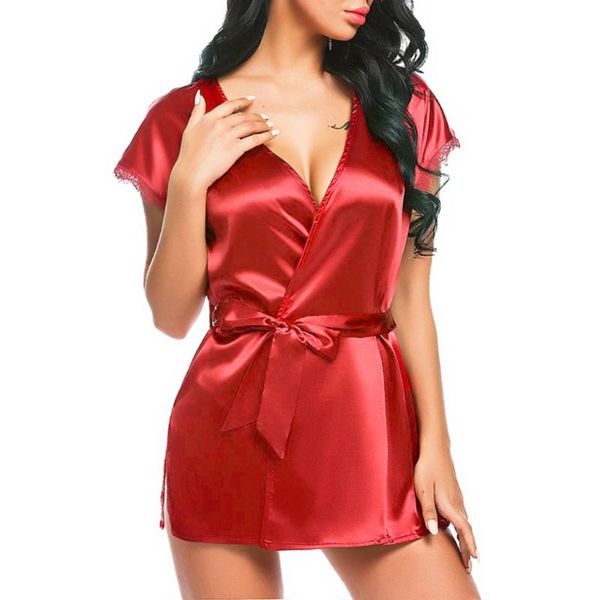 women's sleepwear summer nightwear bride wedding robe gown satin women nightgown lady kimono bathrobe negligee mujer, Black;red
women's sleepwear summer nightwear bride wedding robe gown satin women nightgown lady kimono bathrobe negligee mujer, Black;red