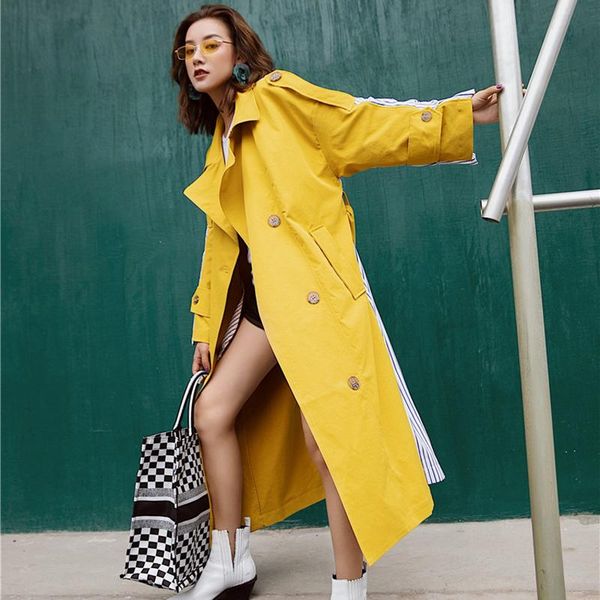 women's trench coats windbreaker coat women fashion patchwork striped long sleeve lace up overcoat casual loose wild overknee outerwear, Tan;black
women's trench coats windbreaker coat women fashion patchwork striped long sleeve lace up overcoat casual loose wild overknee outerwear, Tan;black