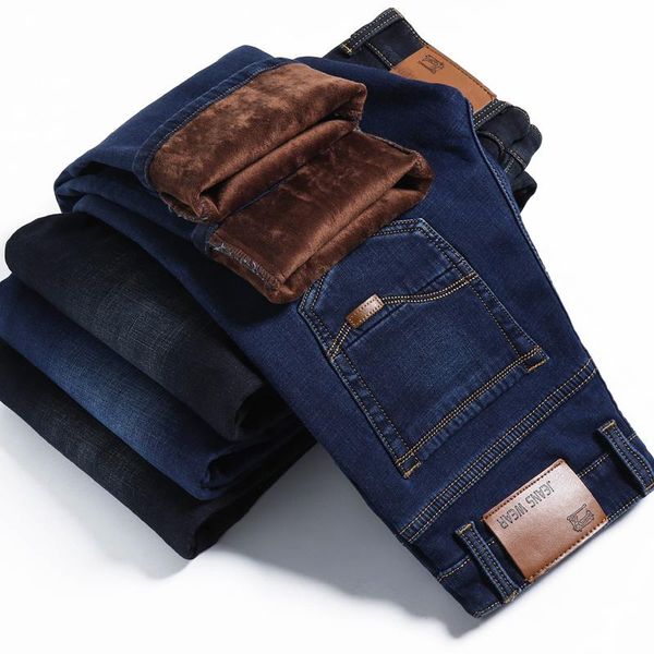 men's jeans autumn winter warm slim fit men straight-leg casual pants para hombre, Blue
men's jeans autumn winter warm slim fit men straight-leg casual pants para hombre, Blue