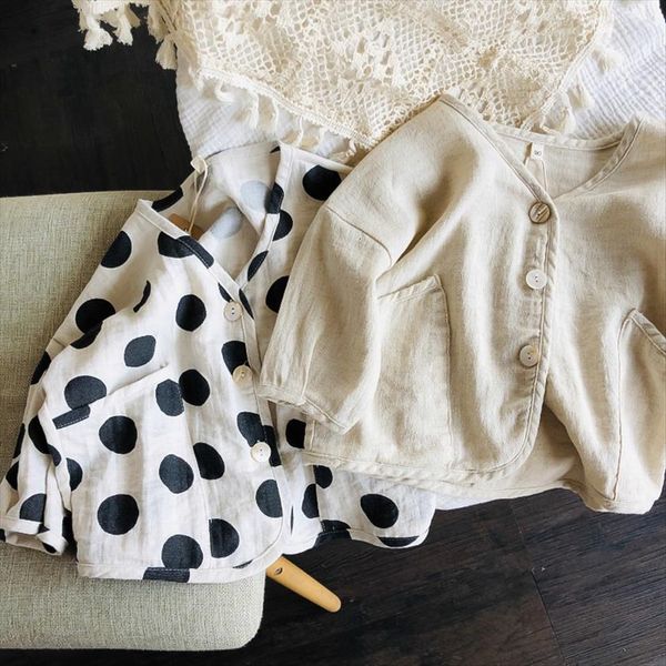 cotton and linen cardigan spring summer korean childrens loose polka dot solid color coat baby jacket, Blue;gray
cotton and linen cardigan spring summer korean childrens loose polka dot solid color coat baby jacket, Blue;gray