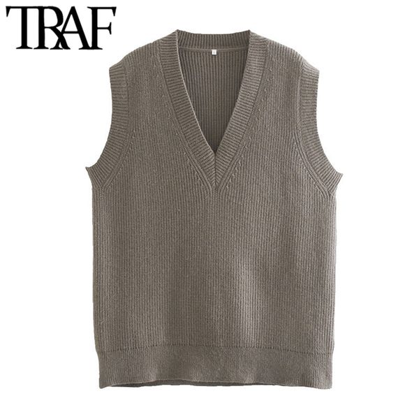 women fashion loose knitted vest sweater vintage v neck sleeveless female waistcoat chic 210507, White
women fashion loose knitted vest sweater vintage v neck sleeveless female waistcoat chic 210507, White