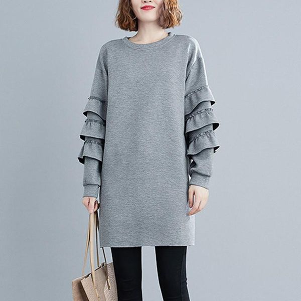 casual dresses women loose dress arrival 2021 autumn simple style o-neck solid color ruffles female cotton mini s2376, Black;gray
casual dresses women loose dress arrival 2021 autumn simple style o-neck solid color ruffles female cotton mini s2376, Black;gray