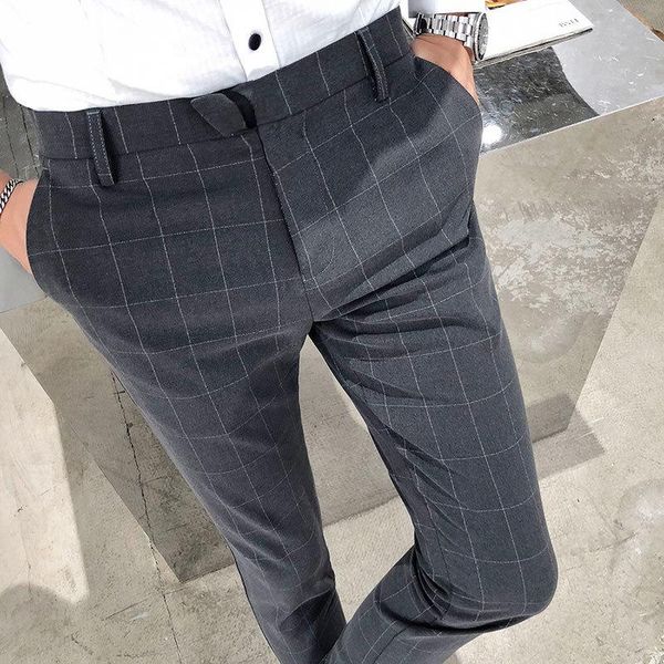 men's suits & blazers dress pants men slim fit fashion plaid black gray 2021 autumn social business casual temperament british wind sui, White;black
men's suits & blazers dress pants men slim fit fashion plaid black gray 2021 autumn social business casual temperament british wind sui, White;black