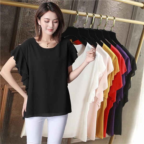women's blouses & shirts summer style chiffon o-neck ruffles solid elegant shirt office work short sleeve large size -7xl 8xl, White
women's blouses & shirts summer style chiffon o-neck ruffles solid elegant shirt office work short sleeve large size -7xl 8xl, White