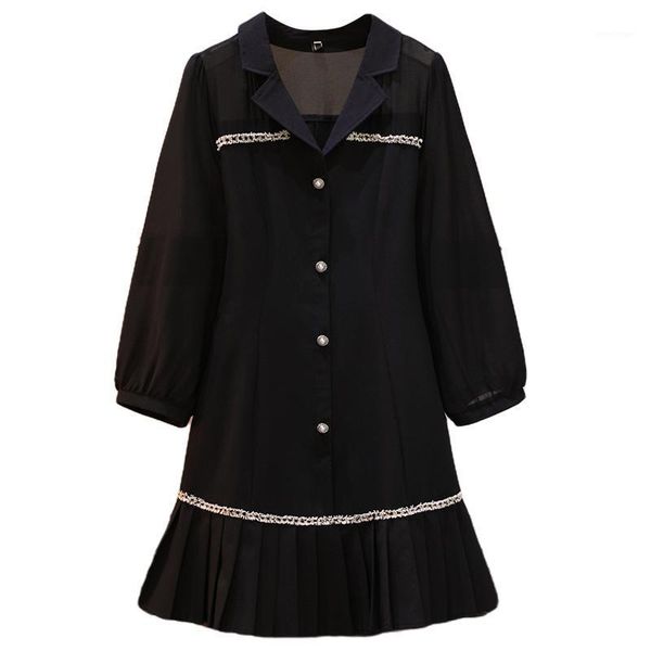 casual dresses superaen 2021 summer big size women's wear fashion thin medium dress black notched buttons long sleeve, Black;gray
casual dresses superaen 2021 summer big size women's wear fashion thin medium dress black notched buttons long sleeve, Black;gray