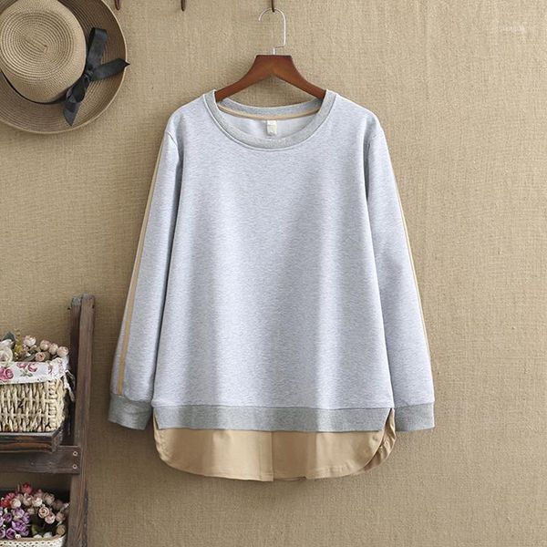 plus size t-shirt for women in spring and autumn round neck long sleeves knitted cotton splicing loose fat ladies wear, Black
plus size t-shirt for women in spring and autumn round neck long sleeves knitted cotton splicing loose fat ladies wear, Black