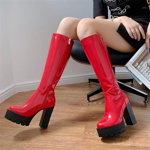 boots pxelena 2021 autumn women patent leather punk rock gothic knee high block chunky heels platform riding knight1, Black
boots pxelena 2021 autumn women patent leather punk rock gothic knee high block chunky heels platform riding knight1, Black