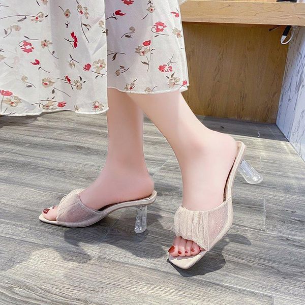 slippers fashion shoes woman mules ladies slides summer slipper women lace pleated female clear transparent mid heels, Black
slippers fashion shoes woman mules ladies slides summer slipper women lace pleated female clear transparent mid heels, Black