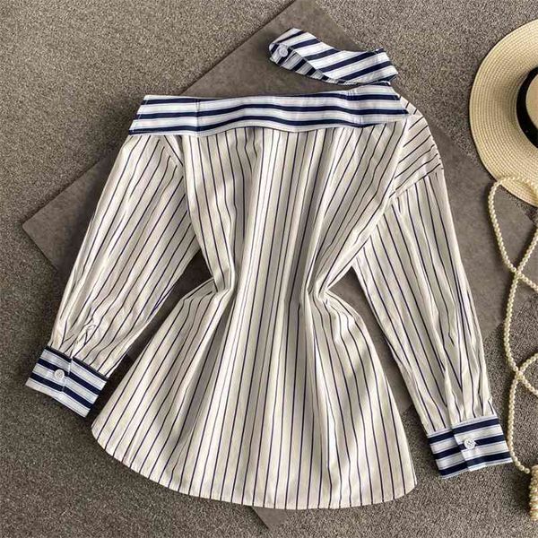 summer fashion temperament blouse women's striped hanging neck one-way collar personality blusa strapless shirt gk442 210506, White
summer fashion temperament blouse women's striped hanging neck one-way collar personality blusa strapless shirt gk442 210506, White