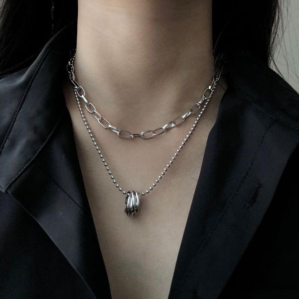 pendant necklaces korean style multi-layer ring temperament titanium steel necklace cold wind clavicle chain hip hop, Silver
pendant necklaces korean style multi-layer ring temperament titanium steel necklace cold wind clavicle chain hip hop, Silver