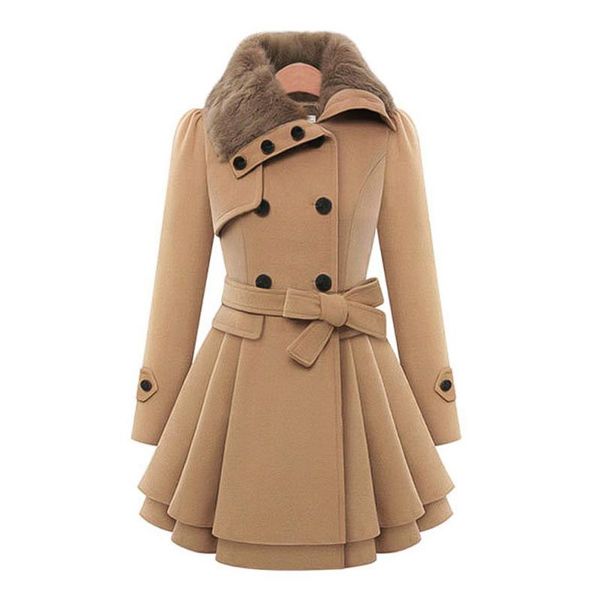 women's wool & blends autumn winter plus size s-5xl women fashion faux fur lapel double-breasted warm jacket thick trench coat with bel, Black
women's wool & blends autumn winter plus size s-5xl women fashion faux fur lapel double-breasted warm jacket thick trench coat with bel, Black