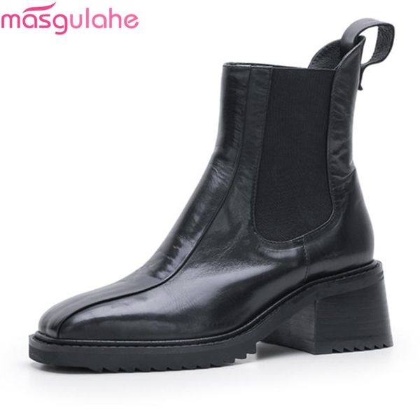 boots masgulahe 2021 genuine leather thick high heels square toe black color ladies shoes autumn winter ankle for woman
boots masgulahe 2021 genuine leather thick high heels square toe black color ladies shoes autumn winter ankle for woman