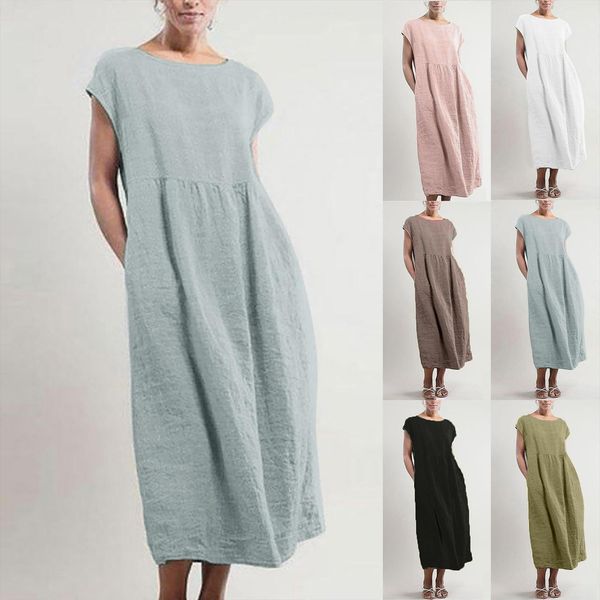 sagace summer solid sleeveless womens dresses o neck maxi pockets linen loose baggy kaftan long, Black;gray
sagace summer solid sleeveless womens dresses o neck maxi pockets linen loose baggy kaftan long, Black;gray