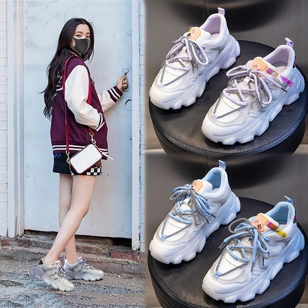 spring 2021 sports daddy shoes women's casual breathable running leather increased single, Black;white
spring 2021 sports daddy shoes women's casual breathable running leather increased single, Black;white