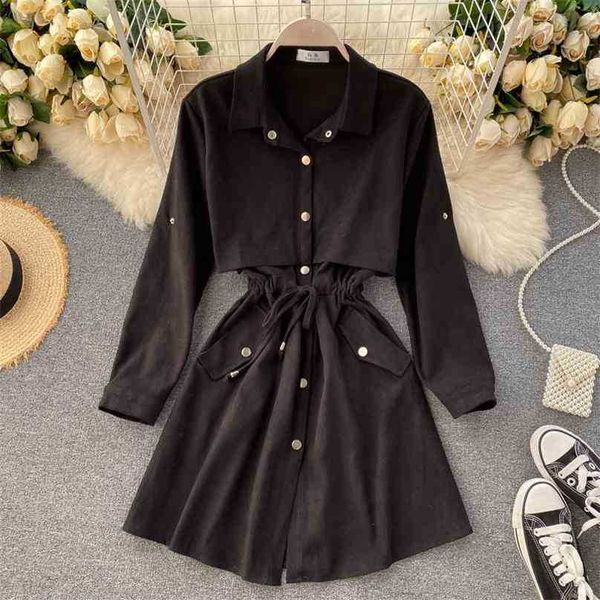 women short dress spring autumn turn down collar single-breasted casual es ladies shirts 210525, Black;gray
women short dress spring autumn turn down collar single-breasted casual es ladies shirts 210525, Black;gray