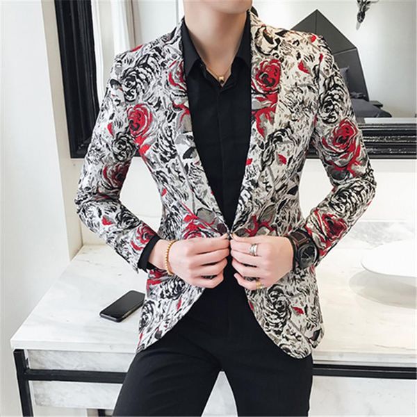 men blazer embroidery print club apparel formal wedding prom slim costume homme plus size 5xl men's suits & blazers, White;black
men blazer embroidery print club apparel formal wedding prom slim costume homme plus size 5xl men's suits & blazers, White;black