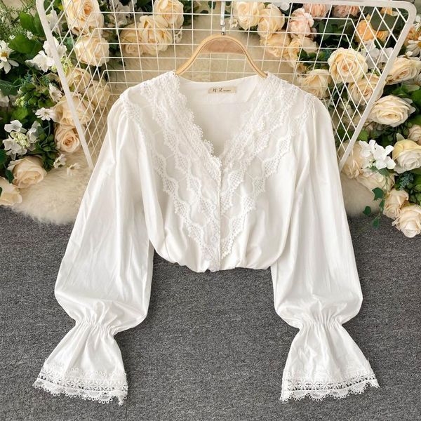 women's knits & tees autumn lady's shirt chic lace slim-fit v-neck long flare sleeve women blusas mujer de moda verano n836 j, White
women's knits & tees autumn lady's shirt chic lace slim-fit v-neck long flare sleeve women blusas mujer de moda verano n836 j, White