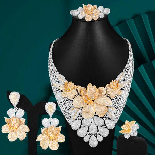 earrings & necklace godki super luxury rose flower blossom full micro cubic zirconia women wedding dress ring bangle earring jewelry set, Silver
earrings & necklace godki super luxury rose flower blossom full micro cubic zirconia women wedding dress ring bangle earring jewelry set, Silver
