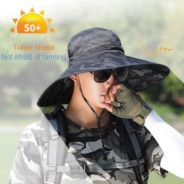wide brim hats 2021 men camouflage bucket fishing hat big breathable mesh outdoor hunting safari fisherman sun visor panama cap, Blue;gray
wide brim hats 2021 men camouflage bucket fishing hat big breathable mesh outdoor hunting safari fisherman sun visor panama cap, Blue;gray