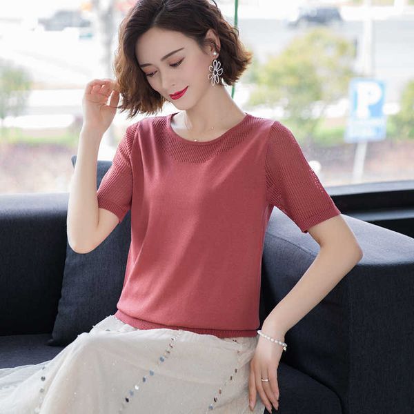 hollow out color matching ice silk knit short sleeve women's summer elegant o-neck hollow thin pullover sweater 210604, White;black
hollow out color matching ice silk knit short sleeve women's summer elegant o-neck hollow thin pullover sweater 210604, White;black
