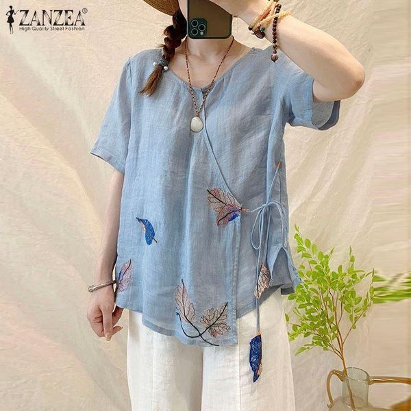women's blouses & shirts 2021 zanzea summer fashion printed casual short sleeve shirt female v neck blusas oversized tunic, White
women's blouses & shirts 2021 zanzea summer fashion printed casual short sleeve shirt female v neck blusas oversized tunic, White