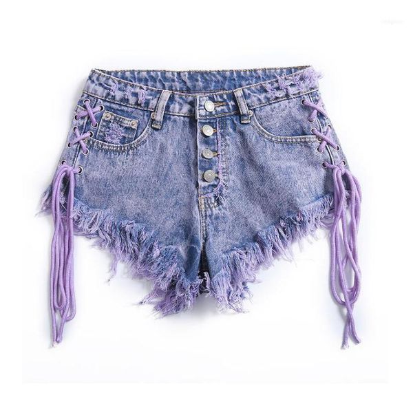 summer short women jean shorts side lace up tassel ripped denim shorts1, White;black