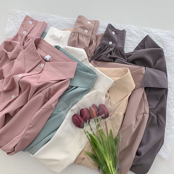 women's blouses & shirts temperament polo-neck solid color shirt women summer fashion casual loose long-sleeved shirts women', White
women's blouses & shirts temperament polo-neck solid color shirt women summer fashion casual loose long-sleeved shirts women', White