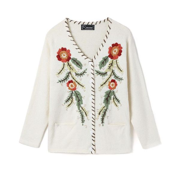 women's knits & tees lynette's chinoiserie spring autumn arrivals women vintage flower embroidery knitted cardigan v-neck sweaters, White
women's knits & tees lynette's chinoiserie spring autumn arrivals women vintage flower embroidery knitted cardigan v-neck sweaters, White