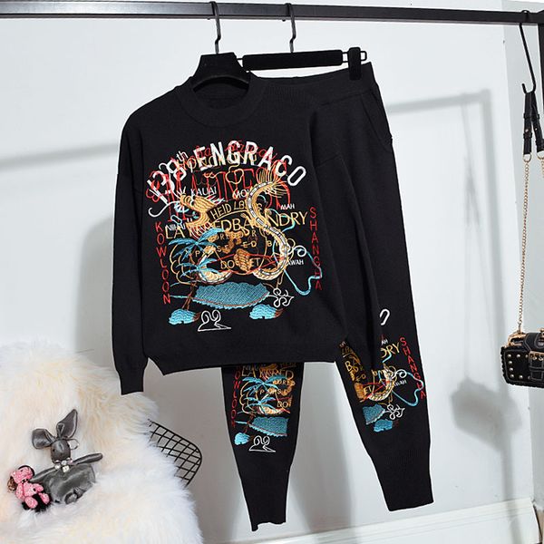 women's two piece pants embroidery letter knitted set autumn long sleeve sweater pencil outfits casual loose knitwear suit bjyf, White
women's two piece pants embroidery letter knitted set autumn long sleeve sweater pencil outfits casual loose knitwear suit bjyf, White