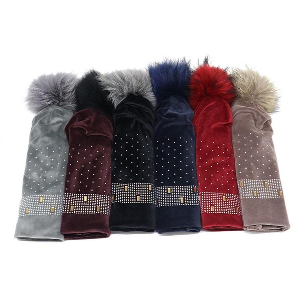 beanie/skull caps brand women's pompom beanie hat winter warm velvet slocuhy beanies with real fur pompons fashion rhinestones skullies, Blue;gray
beanie/skull caps brand women's pompom beanie hat winter warm velvet slocuhy beanies with real fur pompons fashion rhinestones skullies, Blue;gray