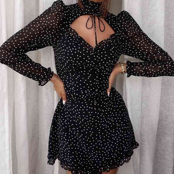 elegant black dot party dresses women spring summer petticoat long sleeve hollow out ruffle ladies mini dress female 210603, Black;gray
elegant black dot party dresses women spring summer petticoat long sleeve hollow out ruffle ladies mini dress female 210603, Black;gray