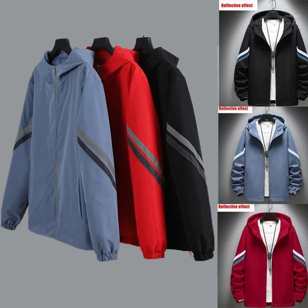 men's jackets 2021 autumn casual jacket men long sleeve reflective strip hooded windbreaker thin streetwear plus size 7xl outwear, Black;brown
men's jackets 2021 autumn casual jacket men long sleeve reflective strip hooded windbreaker thin streetwear plus size 7xl outwear, Black;brown