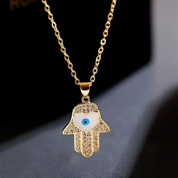 pendant necklaces turkish evil eye crystal hand hamsa necklace for women men 2021 gold color long chain statement fashion jewelry gifts, Silver
pendant necklaces turkish evil eye crystal hand hamsa necklace for women men 2021 gold color long chain statement fashion jewelry gifts, Silver