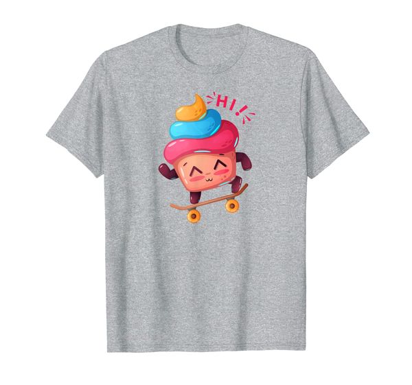 cute cupcake enjoing skateboard illustration design t-shirt, White;black 
cute cupcake enjoing skateboard illustration design t-shirt, White;black