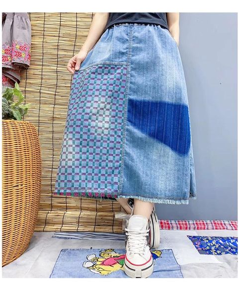skirts retro literary washed striped patchwork denim skirt personalized a-line, Black
skirts retro literary washed striped patchwork denim skirt personalized a-line, Black