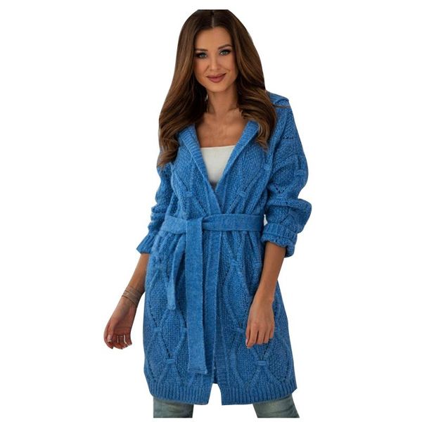 women's knits & tees long sleeves hooded open front sweater chunky knitted cardigan coat female solid color outwear with belt #t3g, White
women's knits & tees long sleeves hooded open front sweater chunky knitted cardigan coat female solid color outwear with belt #t3g, White