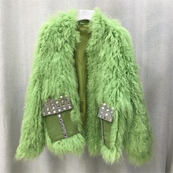 women's fur & faux real wool woven coat female korean leather pocket diamond v-neck long sleeve 2021 winter, Black
women's fur & faux real wool woven coat female korean leather pocket diamond v-neck long sleeve 2021 winter, Black