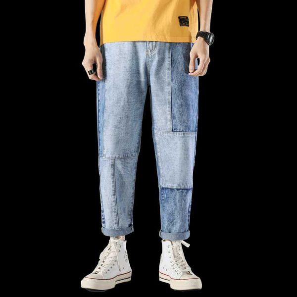 men's jeans casual patchwork fashion pants youth outdoor shopping loose harlan denim trouse vintage streetwear, Blue
men's jeans casual patchwork fashion pants youth outdoor shopping loose harlan denim trouse vintage streetwear, Blue