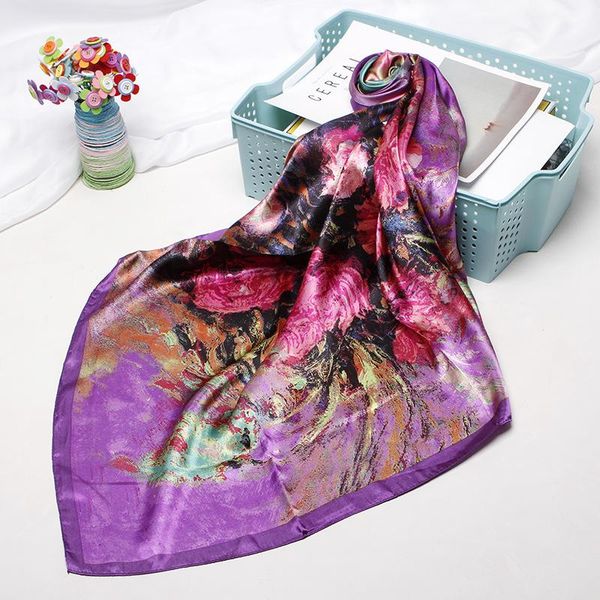 scarves 90*90cm square women oil painting sunscreen silk scarf female satinflowers foulard bandana hijab head, Blue;gray
scarves 90*90cm square women oil painting sunscreen silk scarf female satinflowers foulard bandana hijab head, Blue;gray