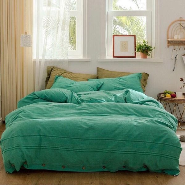 bedding sets washed cotton jacquard four piece set simple button quilt cover solid color sheet fitted three
bedding sets washed cotton jacquard four piece set simple button quilt cover solid color sheet fitted three
