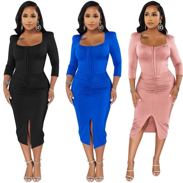 zoctuo zipper pleated dresses for women party night siim solid slit long sleeve maxi dress square collar fashion vestidos y1006, Black;gray
zoctuo zipper pleated dresses for women party night siim solid slit long sleeve maxi dress square collar fashion vestidos y1006, Black;gray