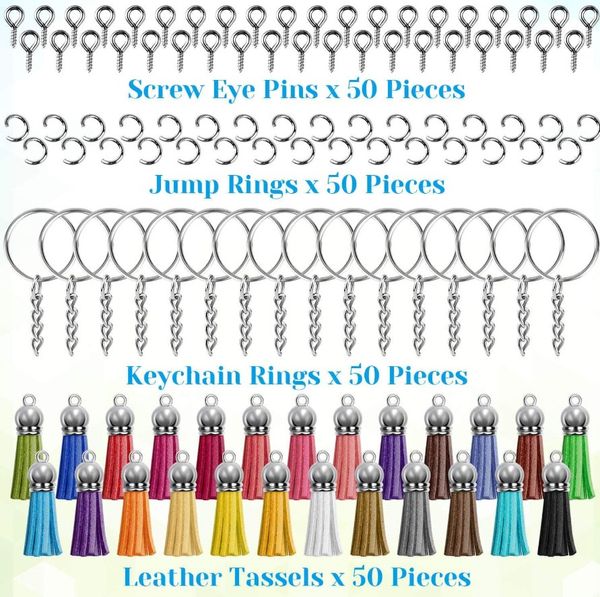 kimter 200pcs leather tassel pendant keychain jewelry making kit women bag car key ring with chain for diy crafts supplies q396fz, Silver
kimter 200pcs leather tassel pendant keychain jewelry making kit women bag car key ring with chain for diy crafts supplies q396fz, Silver