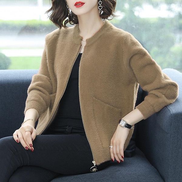 women's jackets elegant imitation mink wool slim short coat women fashion casual knitted cardigan jackt ladies winter zip-up outwear cl, Black;brown
women's jackets elegant imitation mink wool slim short coat women fashion casual knitted cardigan jackt ladies winter zip-up outwear cl, Black;brown