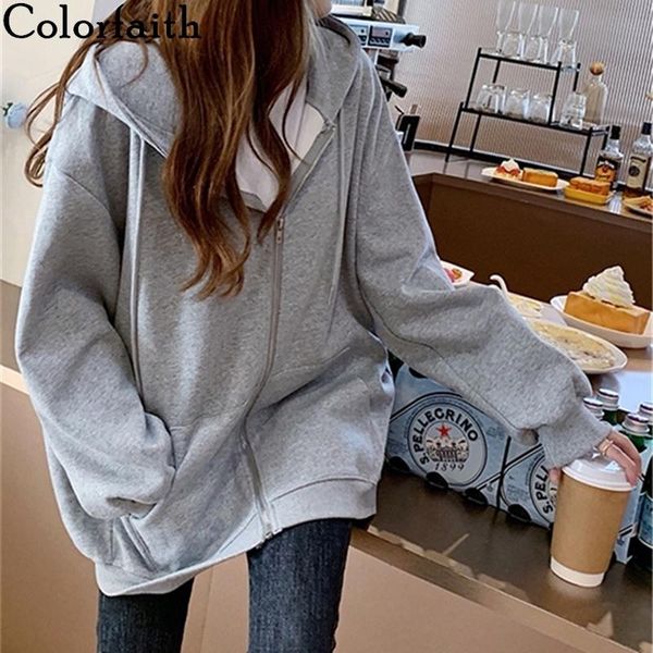 women's hoodies & sweatshirts colorfaith 2021 autumn winter women for girls vintage zipper oversized itself korean ss8765, Black
women's hoodies & sweatshirts colorfaith 2021 autumn winter women for girls vintage zipper oversized itself korean ss8765, Black